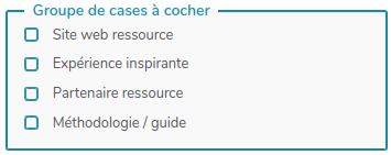 S&eacute;lection sous forme de groupe de cases &agrave; cocher